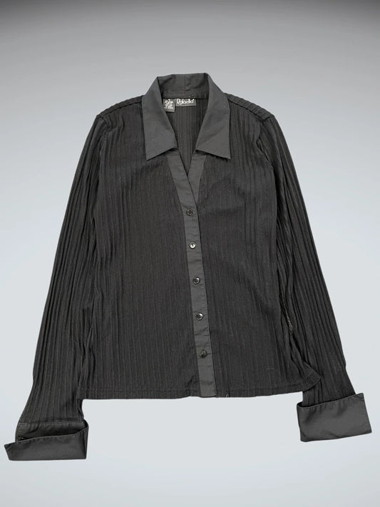 Black Pinstripe Button-Up Shirt (M)