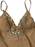 Brown Embellished Bikini Top (S)