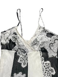 Black and White Paisley Lace Trim Cami Top (S)