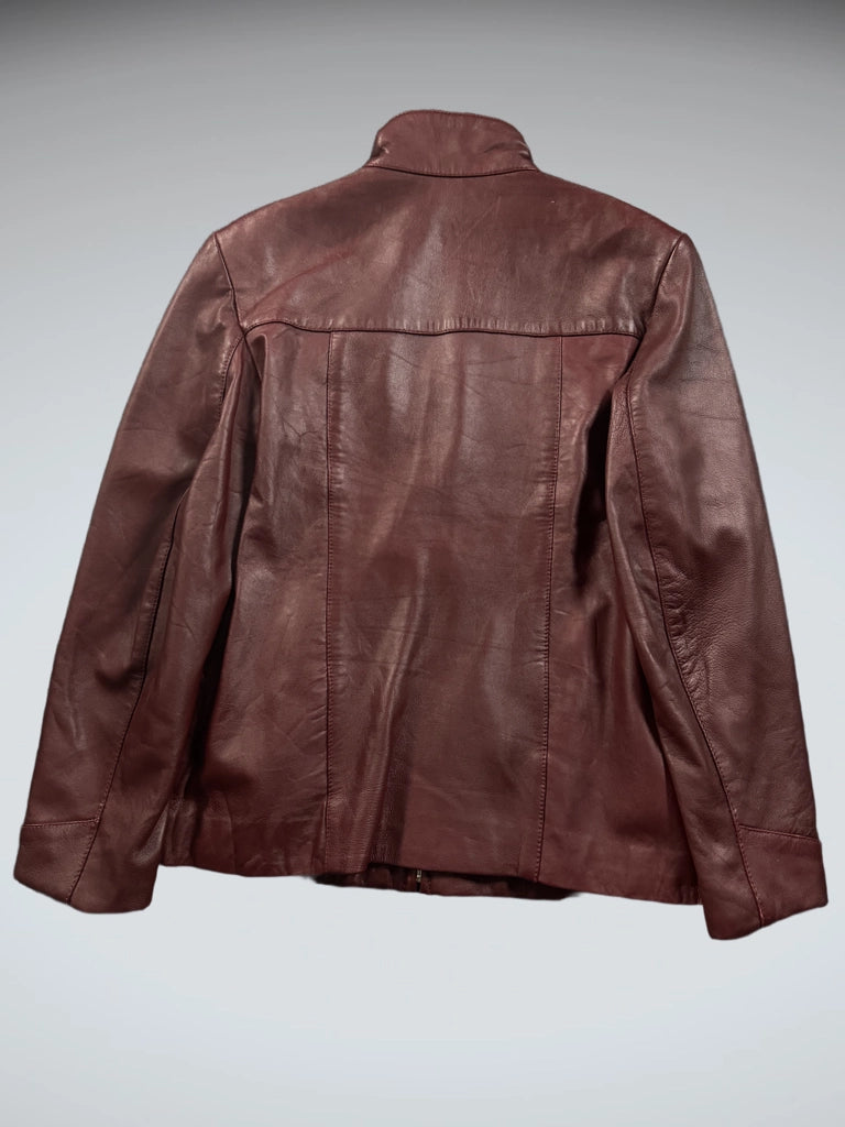 Burgundy Genuine Leather Jacket (M)