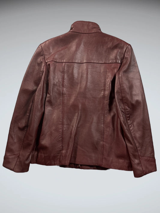 Burgundy Genuine Leather Jacket (M)