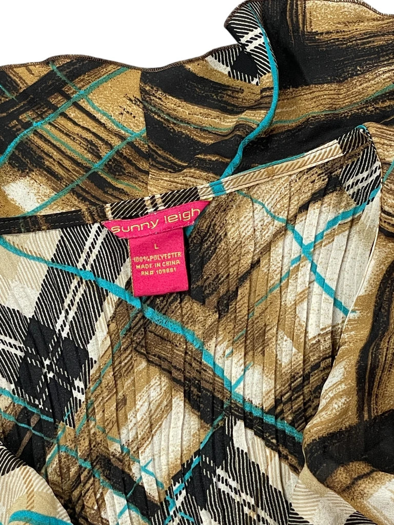 Sunny Leigh Brown Plaid Ruffle Dress (L)