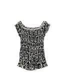 Black White Paisley Off-Shoulder Boho Top (S)