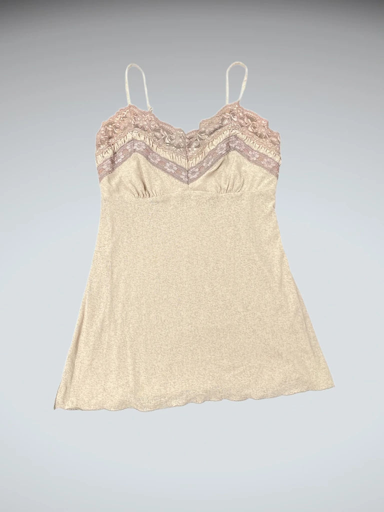 Beige Satin Sleep Top (S)