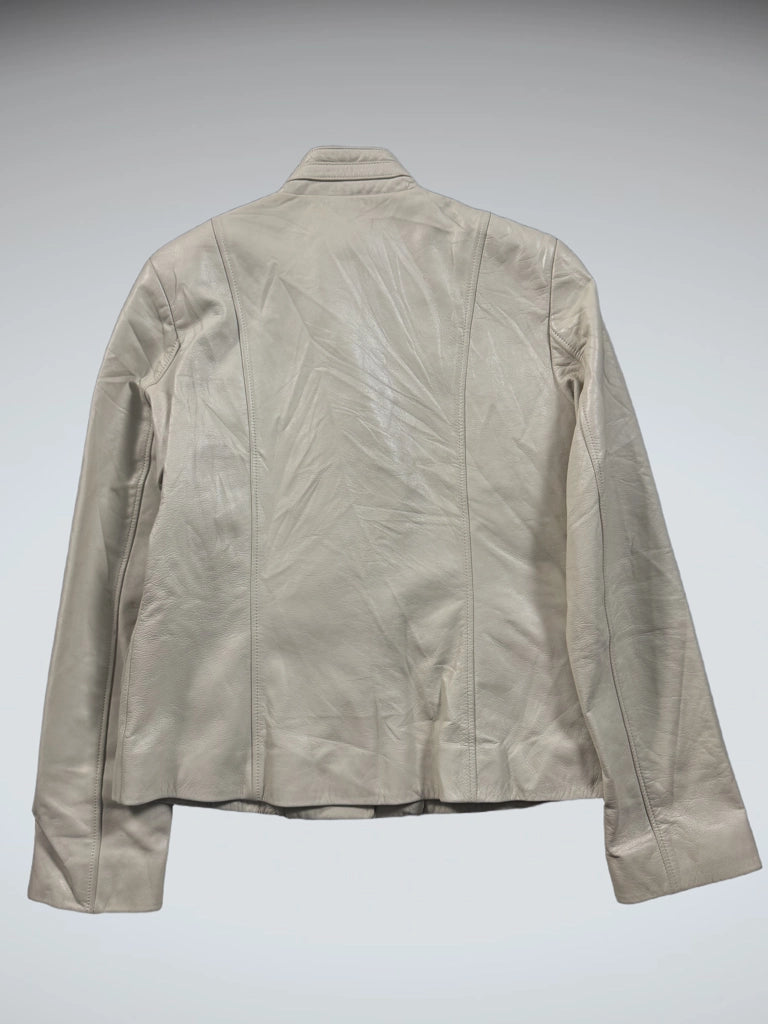 Odemi Melbourne Beige Genuine Leather Jacket (M)