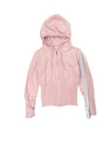 Soft Pink Hooded Zip-Up Knit Jacket (XXS)