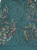 Teal Dragon Print Hoodie (L)