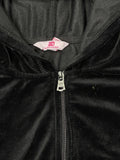 Black Velour Crown Zip Hoodie (XL)