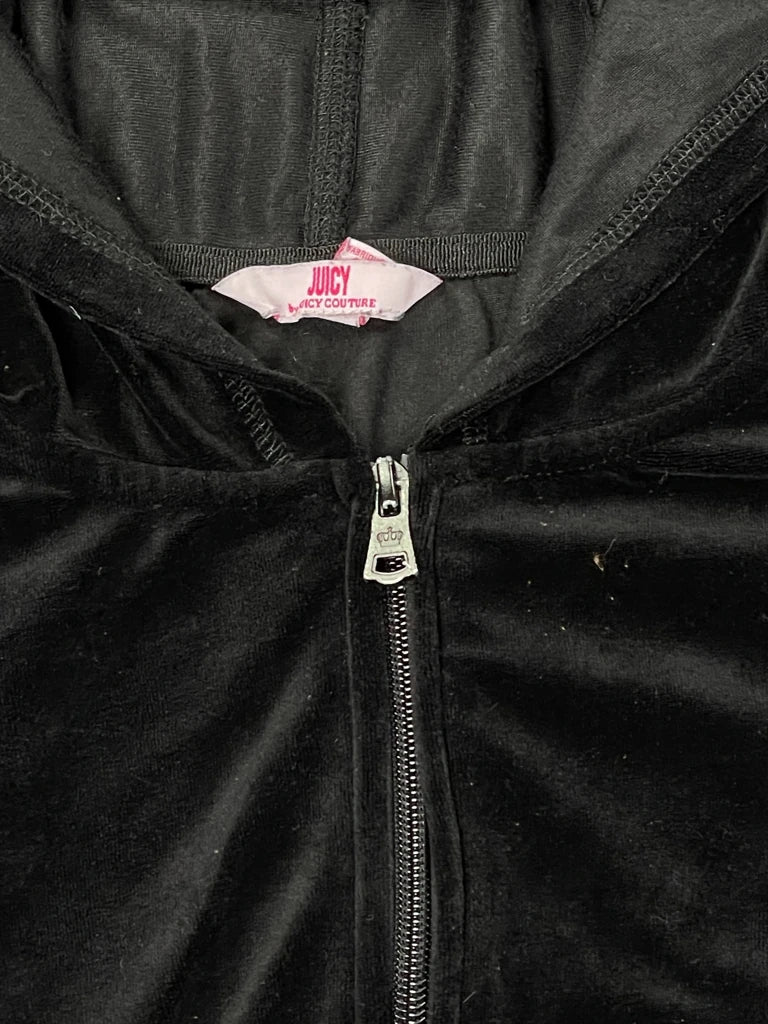 Black Velour Crown Zip Hoodie (XL)