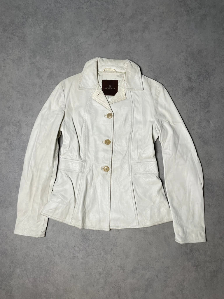 moncler white leather jacket