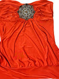 Orange Beaded Strapless Tube Top (S)