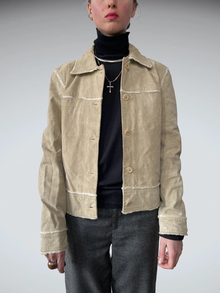 Beige Leather Jacket