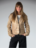 Selections Beige Genuine Leather Blazer Women (M)