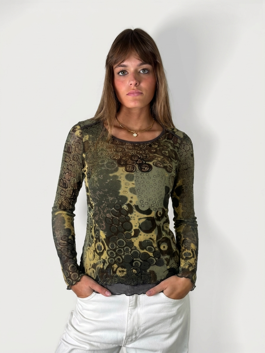 Vintage Floral Patchwork Long Sleeve Top (XS)