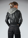 Maralyn & Me Black Faux Leather Hooded Jacket Women (M)