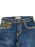 Dark Blue Bootcut Jeans with Signature Stitching (L)