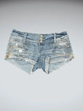 Almost Famous Light Wash Distressed Denim Hotpants (S)