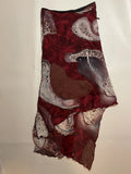 Romantic Burgundy Mesh Midi Skirt Low Rise Asymmetric Hem (XS)
