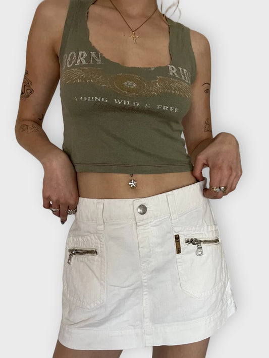 MinWhiteiskirt with Zipper Detail (S)