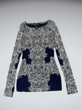 INC navy patterned dress top (XS)