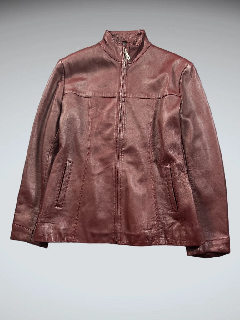 Burgundy Genuine Leather Jacket (M)