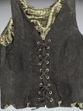 Black Lace-Up Leather Look Vest Women (M)