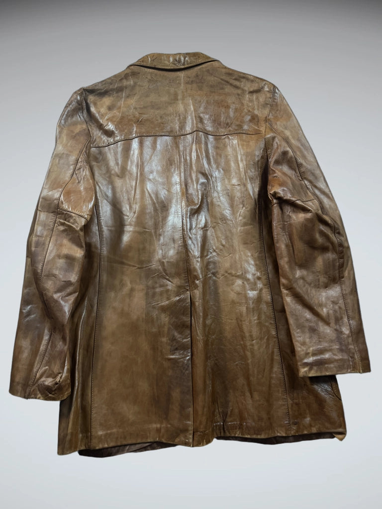 H&H Light Brown Vintage Leather Blazer Coat (XL)