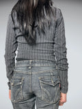 grey striped top