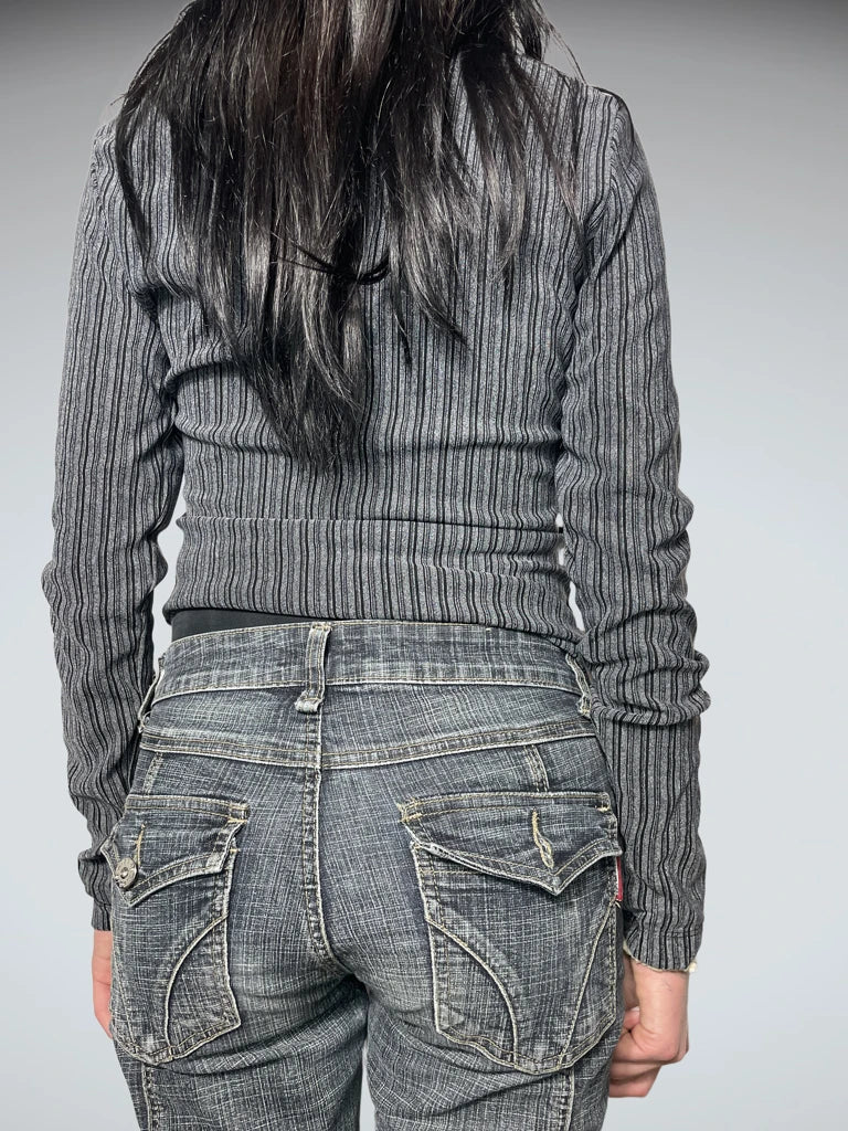grey striped top