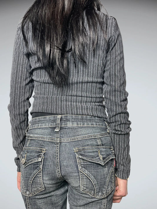 grey striped top