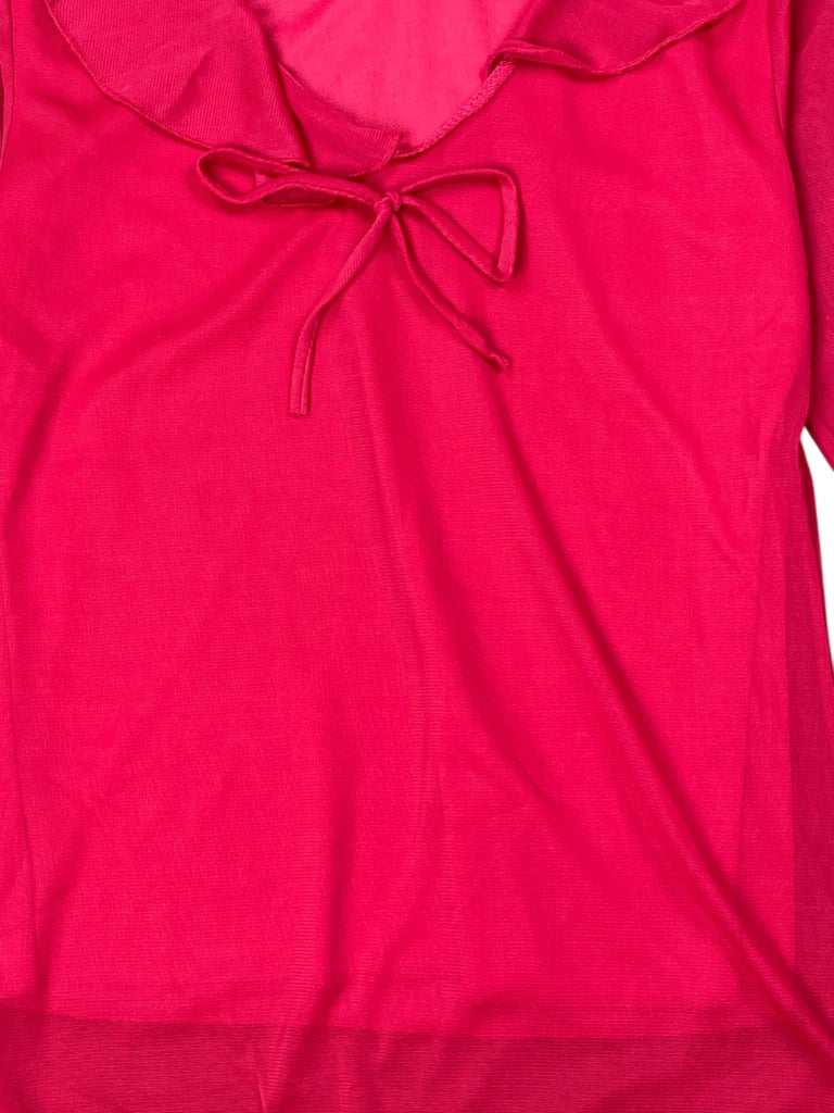 Moa USA pink tie front bell sleeve top (S)