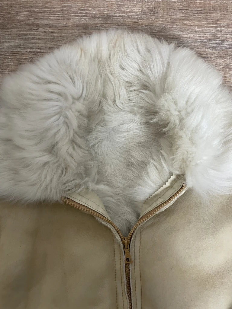 Leather jacket with faux fur