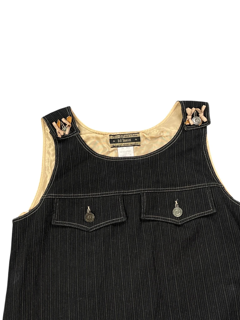 Bill Tormade Black Pinstripe Bow Detail Dress (M)