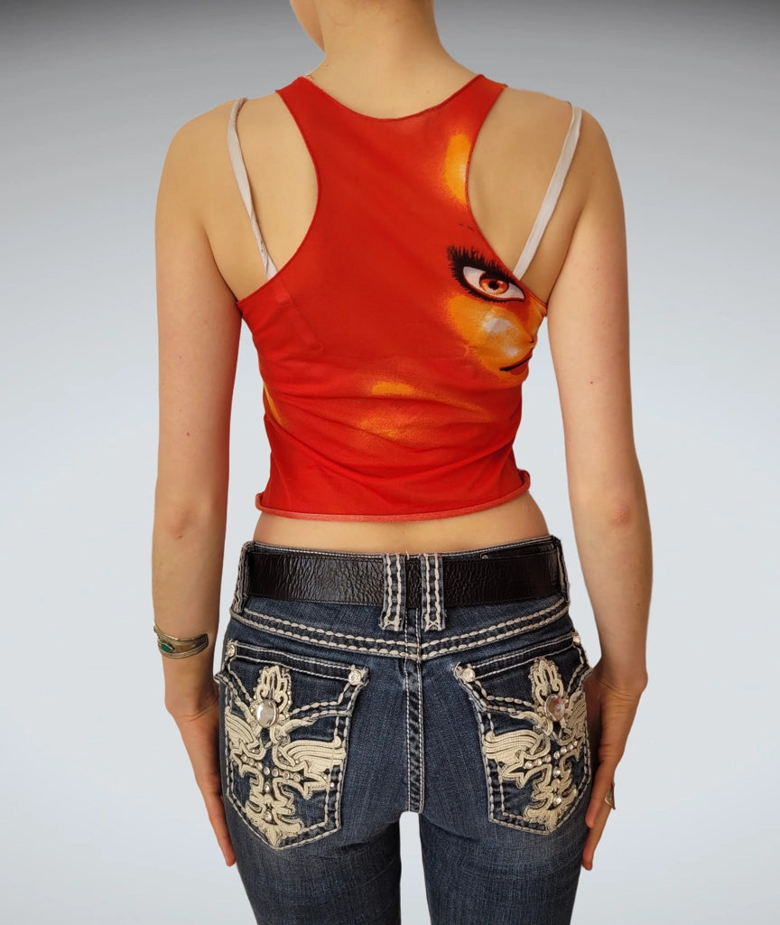 Red Graphic Spaghetti Strap Top (XS)
