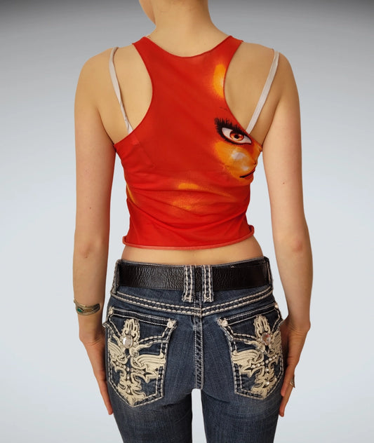 Red Graphic Spaghetti Strap Top (XS)