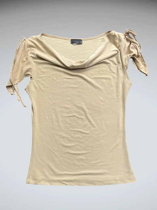 Beige Minimalist String Sleeve Top (S)