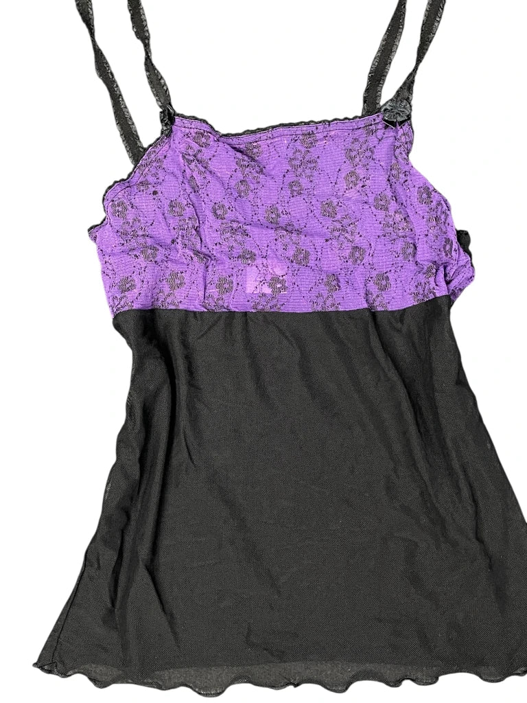 Peeping tone purple black dessoue top (S)