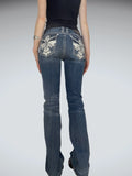 LA Idol Rhinestone Bootcut Denim Vintage Blue (M)