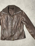 brown leather jacket