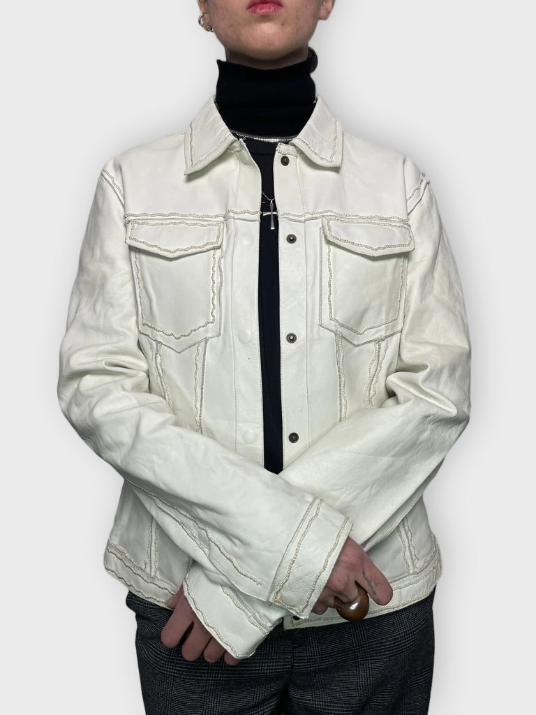 White Leather Jacket (M)