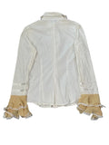 Bebe White & Cream Ruffle Sleeve Statement Blouse (S)