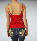 Red Lace Trim Ribbed Camisole (M)