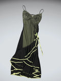 Edgy Neon Trim Black Mesh Dress (M)
