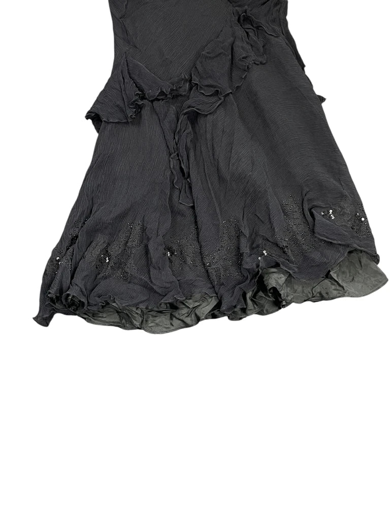 Midnight Satin Slip Dress (M)