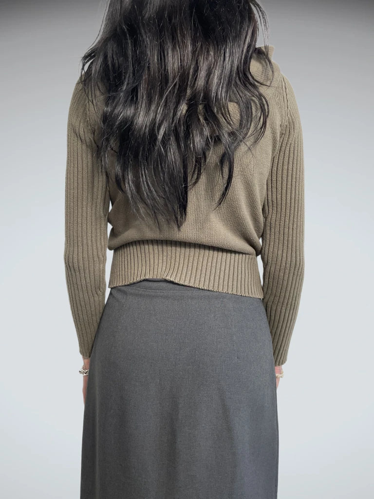khaki crop hoodie (S)