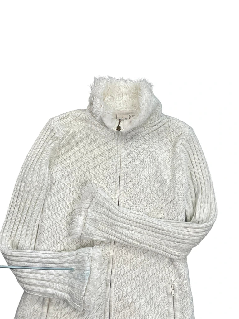 Snow Drift White Zip Sweater (M)