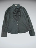 Ann Taylor Black Ruffle Front Blouse (M)