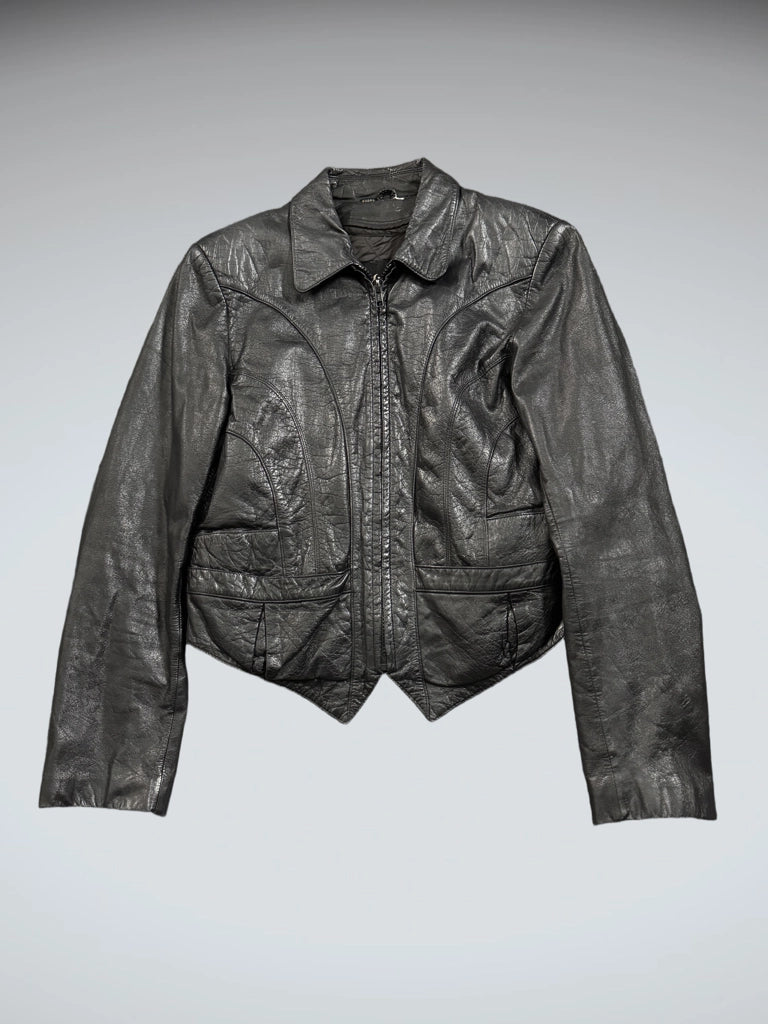 Wilsons Black Genuine Leather Vintage Jacket (M)