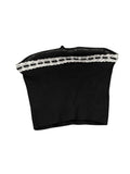Edikted Black Ribbed Tube Top Lace Trim (M)