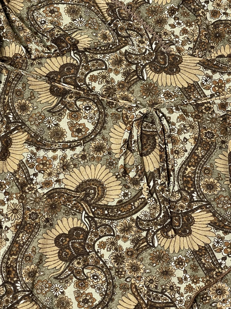 Light Brown Paisley Wrap Top (S)